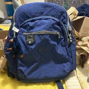 Kipling Navy Backpack with Silver Accents